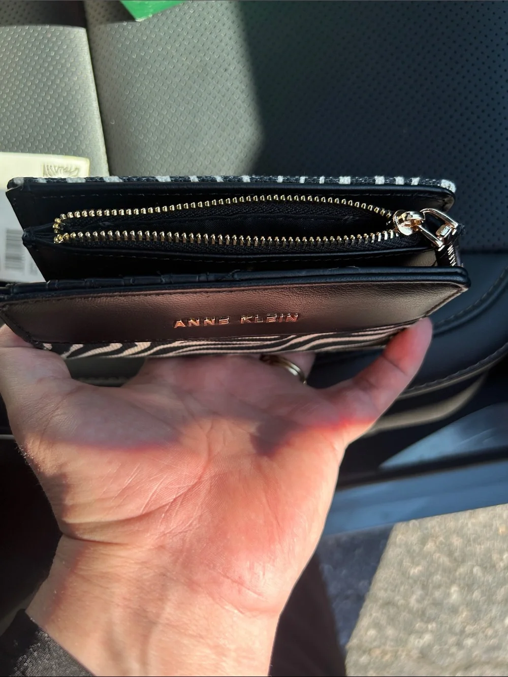 Anne Klein Black and White Zebra Print Bifold Wallet